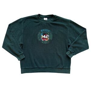 VTG Disney Store Mickey Minnie Donald Goofy Sweatshirt Womens M L Green 90s